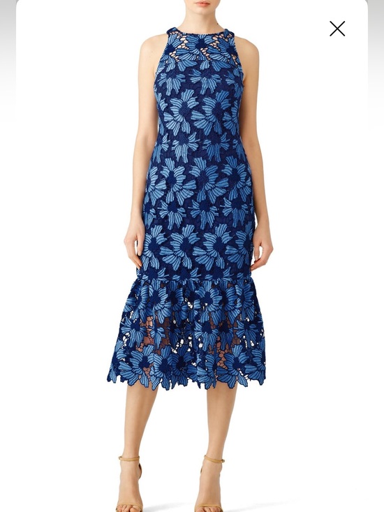 Shoshanna Dresses & Skirts - SHOSHANNA Womens Blue Floral Sleeveless Lace Bell Dress Size 0 Made in USA